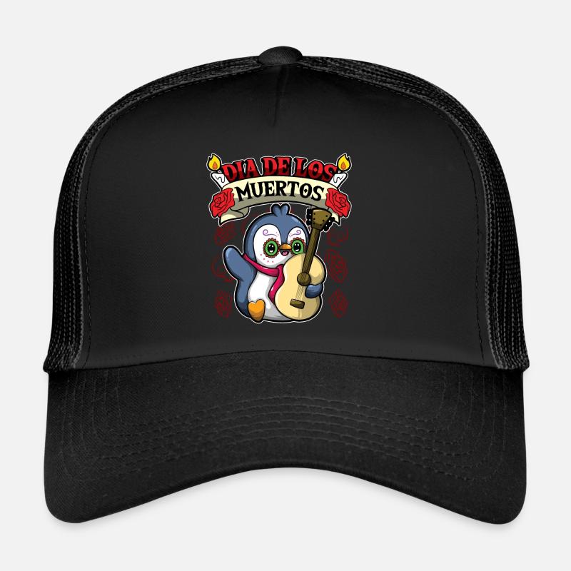 Dia De Los Muertos Animals Penguin Trucker Cap