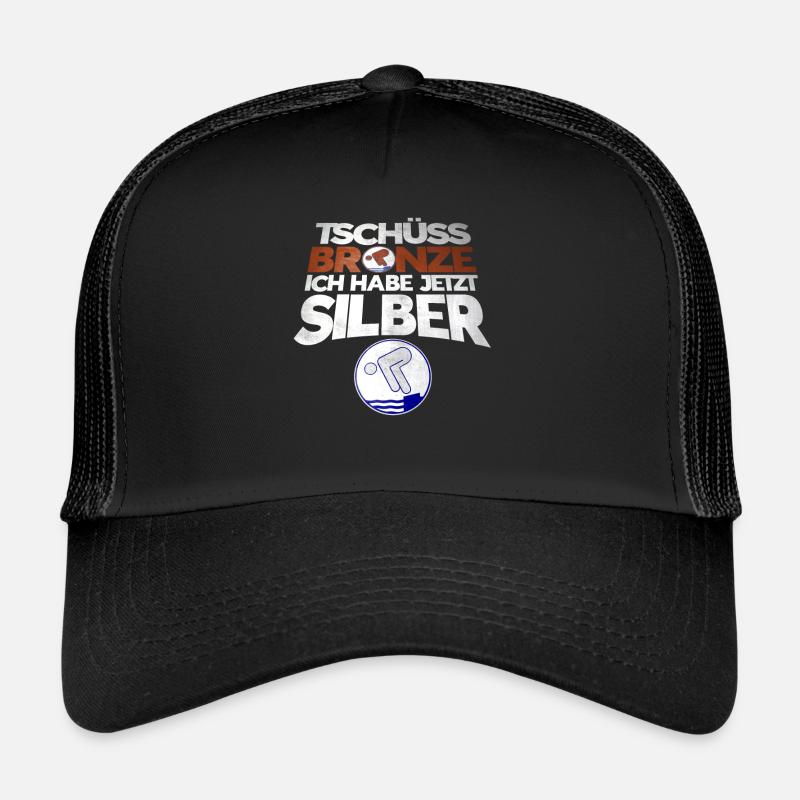 Schwimmer Schwimmprüfung Silber Geschenk - Trucker Cap - Schwarz/Schwarz