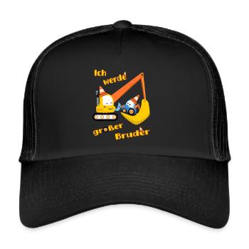 Ich werde großer Bruder – Bagger und Trecker - Trucker Cap - Schwarz/Schwarz - Vorne