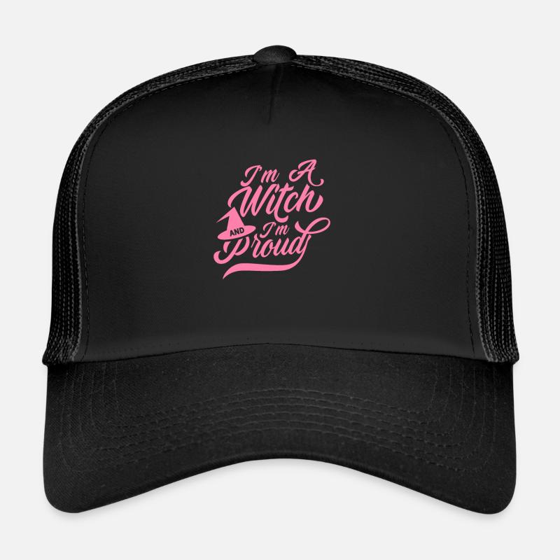 Ich bin eine Hexe und stolz Hexer Hexen Hexerei - Trucker Cap - Schwarz/Schwarz