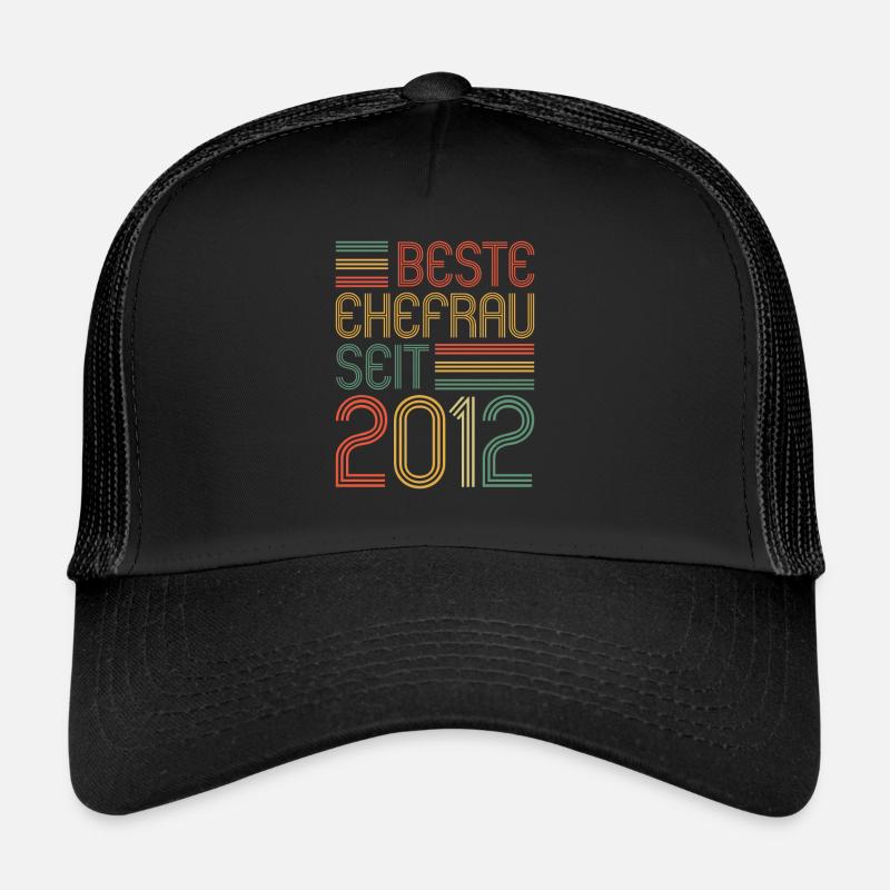 Beste Ehefrau seit 2012 9. Hochzeitstag - Trucker Cap - Schwarz/Schwarz