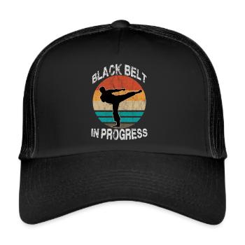 Kultiges Vintage Karate Motiv Karate Training - Trucker Cap - Schwarz/Schwarz - Vorne