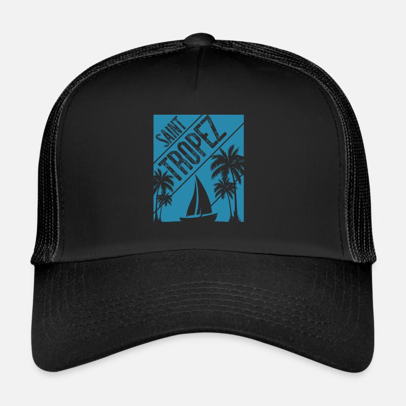 Saint Tropez Sailing Palms - Trucker Cap - Schwarz/Schwarz