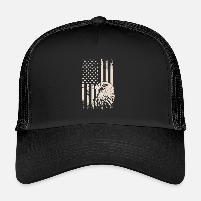 American Flag Eagle USA Distressed Trucker Cap