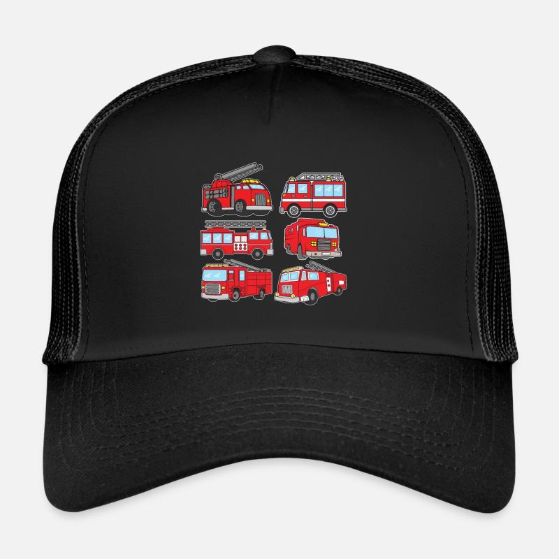 Feuerwehrauto Feuerwehrmann Einsatzfahrzeug - Trucker Cap - Schwarz/Schwarz