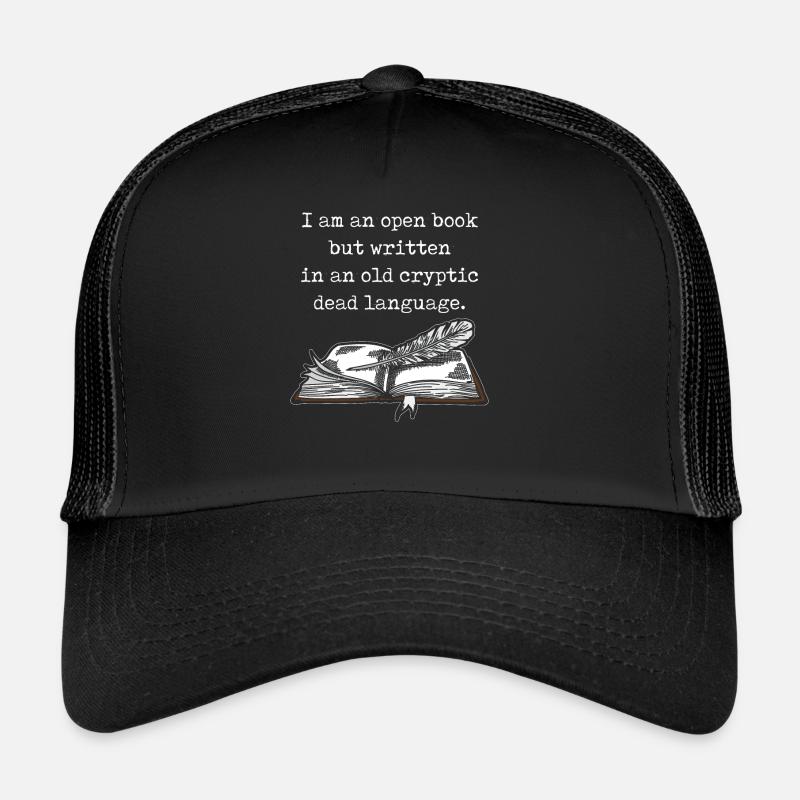 Dark Academia Aesthetic I Am An Open Book Text Trucker Cap