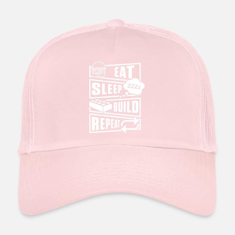 Essen Schlafen Bausteine Klemmsteine Kind Geschenk Trucker Cap