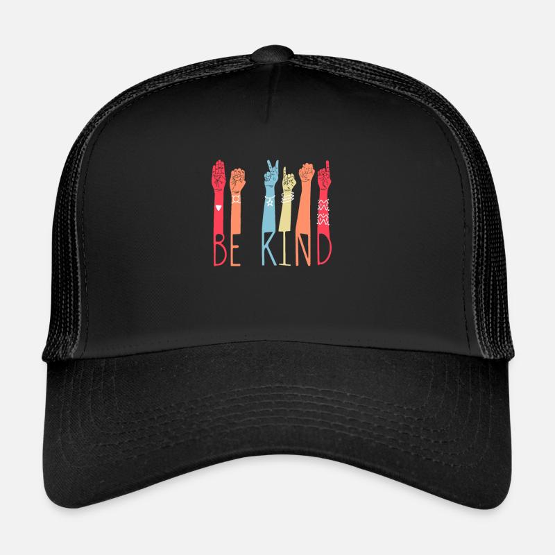 Handzeichen BE KIND Handzeichen ASL-Dolmetscher - Trucker Cap - Schwarz/Schwarz