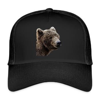 Bären Braunbär Tier Motiv Aufdruck Kunst Bär - Trucker Cap - Schwarz/Schwarz - Vorne