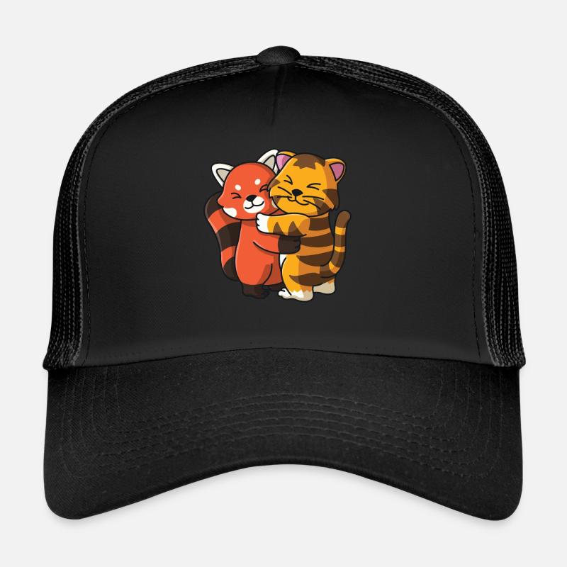 Red Panda Tiger Tabby Cat Hug Cuddle Animals Trucker Cap