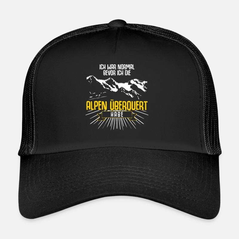 Alpenüberquerung Alpenüberquerer Alpen - Trucker Cap - Schwarz/Schwarz