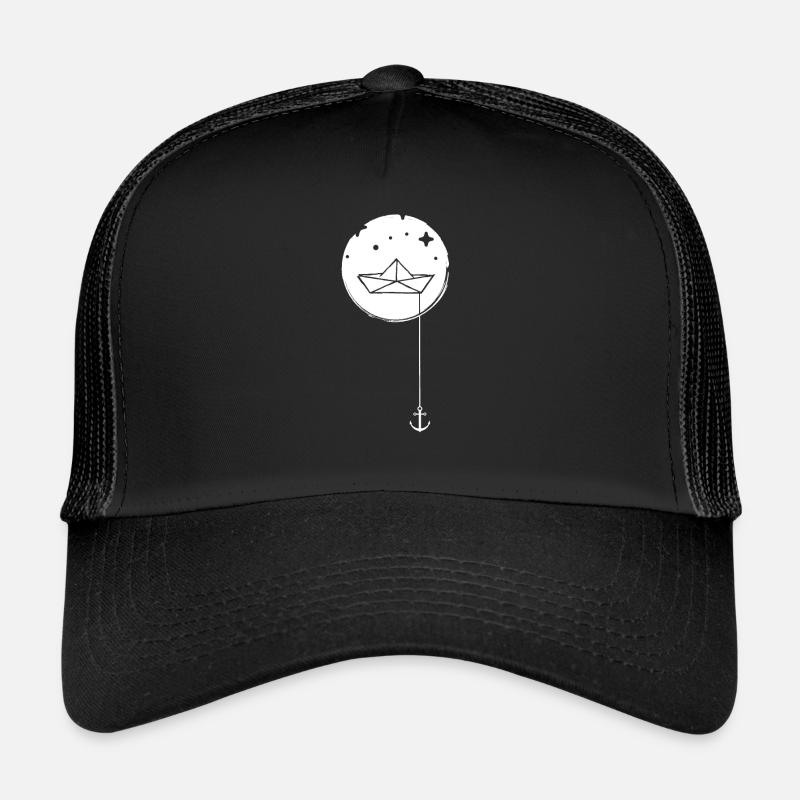 Bateau en papier avec ancre dans la mer Casquette trucker 