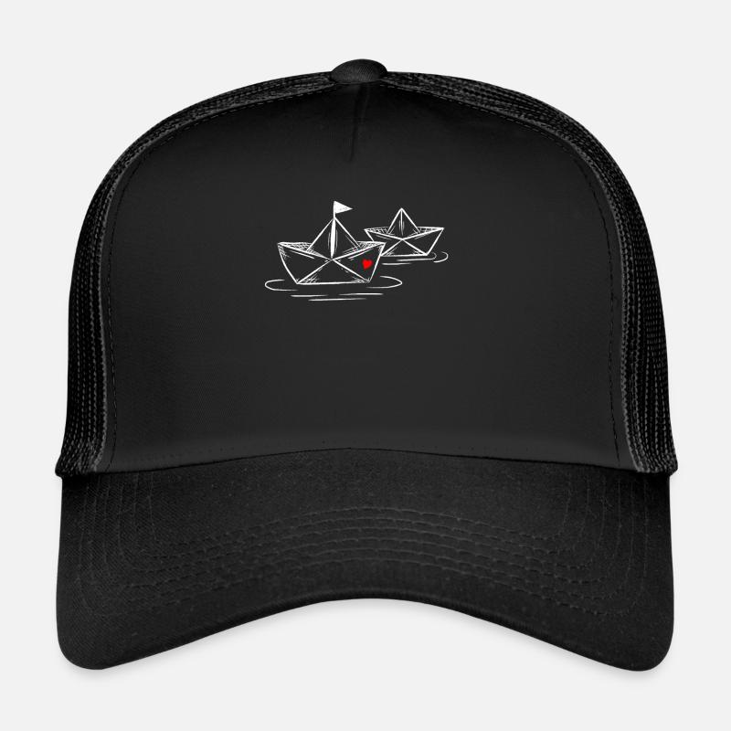 Papierschiff Meer Papierboot Papierschiffchen - Trucker Cap - Schwarz/Schwarz