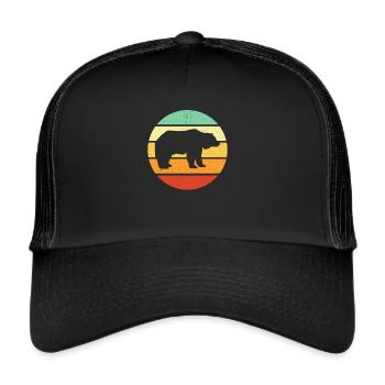 Ours Rétro ours vintage ours polaire Grizzly ours brun - Casquette trucker  - noir/noir - Devant