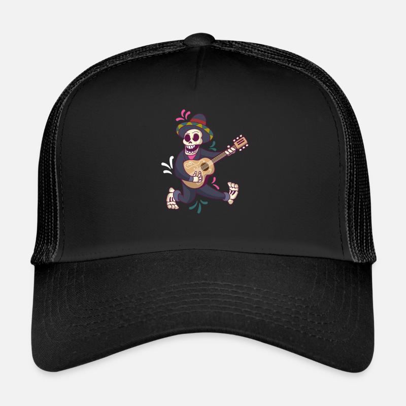 Mariachi Guitar Skeleton Trucker Cap