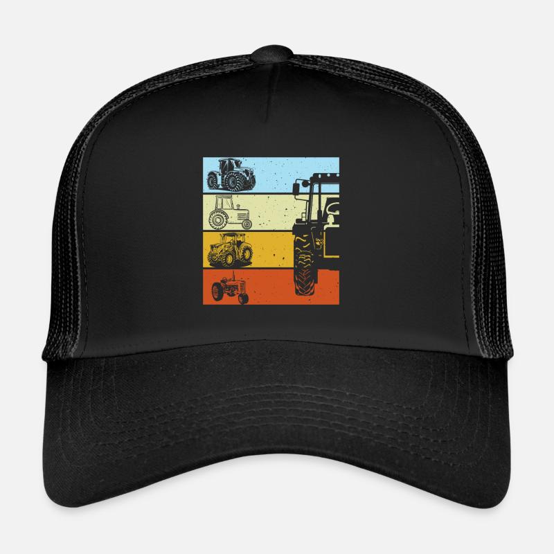 Traktor Retro Traktor Vintage Traktor Geschenk - Trucker Cap - Schwarz/Schwarz