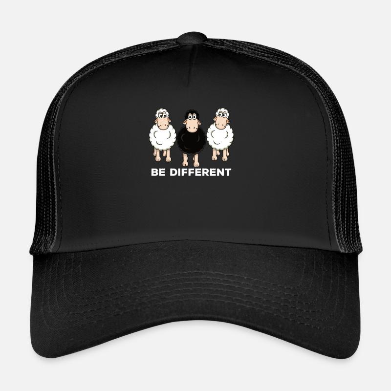 Schaf Schafe Be different Geschenk - Trucker Cap - Schwarz/Schwarz