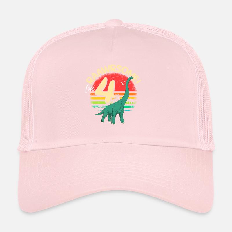 Brachiosaurus Dinosaur 4 Years Birthday Dino Trucker Cap