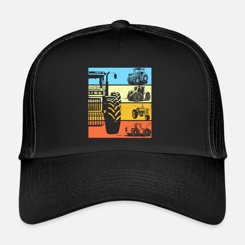 Traktor Retro Traktor Vintage Traktor Geschenk - Trucker Cap - Schwarz/Schwarz