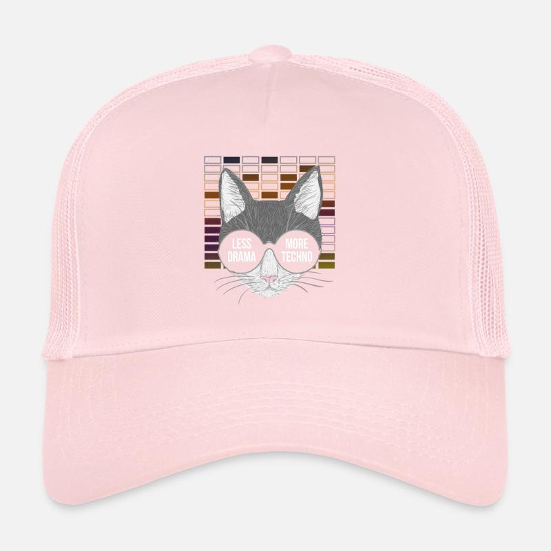 Moins de drame Plus de musique techno et de chats Casquette trucker 