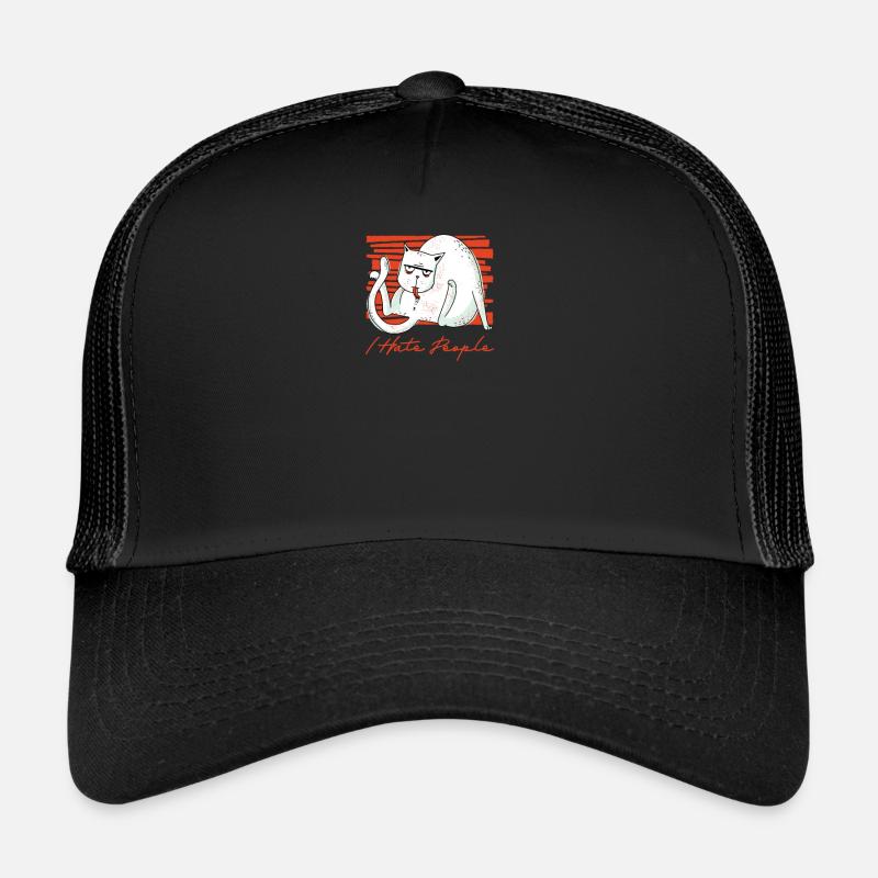 I hate people Katze - Trucker Cap - Schwarz/Schwarz