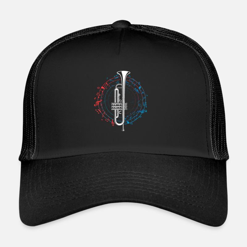 Trumpet Instrument Musical Note Circular Music - Trucker Cap - Schwarz/Schwarz