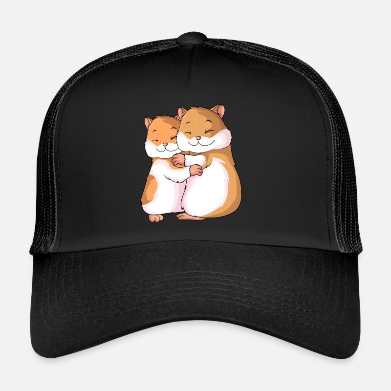 Hamster Liebhaber Damen Mädchen - Trucker Cap - Schwarz/Schwarz