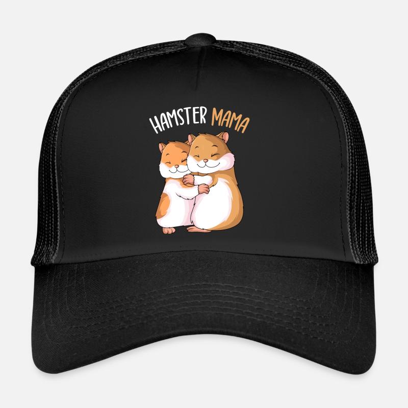 Hamster Mama Mädchen Damen - Trucker Cap - Schwarz/Schwarz