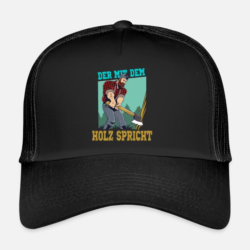 Der mit dem Holz spricht - Trucker Cap - Schwarz/Schwarz