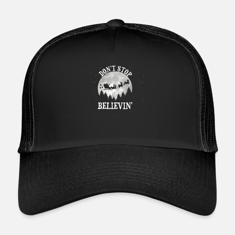 Don't Stop Believing Weihnachtsmann Rentier Mond - Trucker Cap - Schwarz/Schwarz
