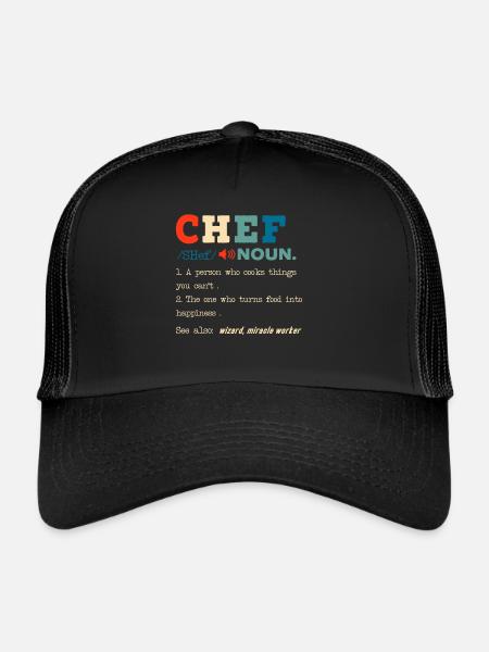 Drôle de chef Description Cuisine culinaire Cuisson - Casquette trucker  - noir/noir - Devant