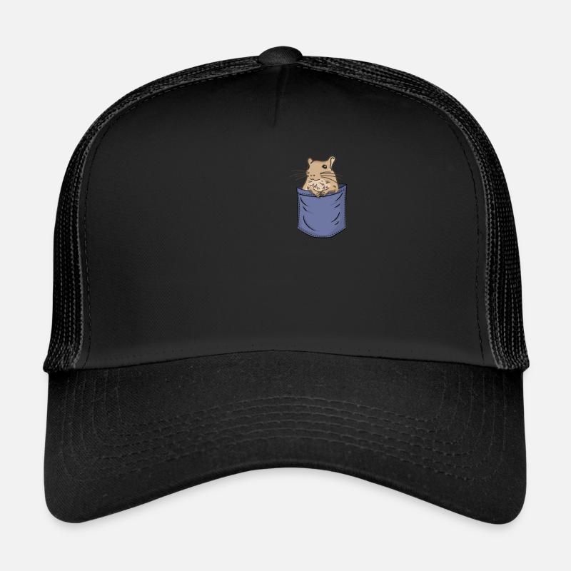 Degu Chest Pocket Nagetier Strauchratte - Trucker Cap - Schwarz/Schwarz