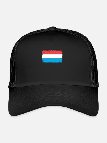 Luxembourg Herzschlag Flagge Vintage Luxembourg - Casquette trucker  - noir/noir - Devant