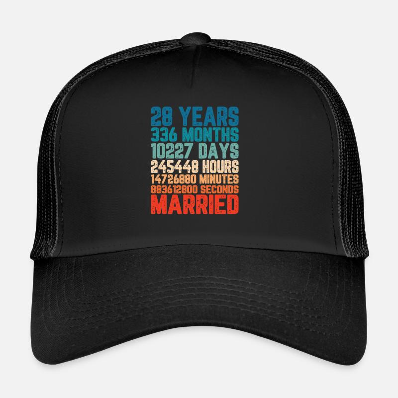 28 Jahre verheiratet Hochzeit Ehe Spruch Geschenk - Trucker Cap - Schwarz/Schwarz