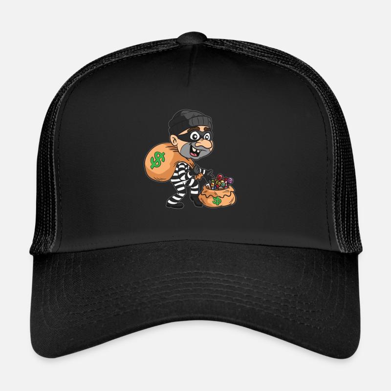 Candy Dieb Halloween-Einbrecher Gauner Schläger - Trucker Cap - Schwarz/Schwarz