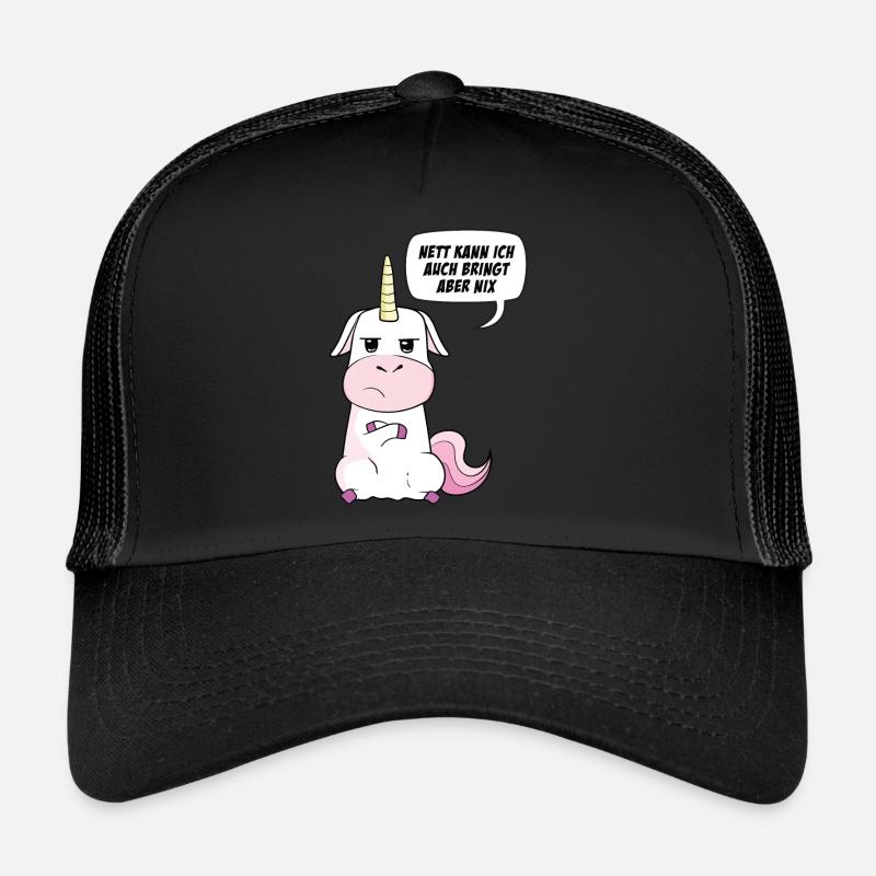 Nett kann ich auch bringt aber nix Einhorn - Trucker Cap - Schwarz/Schwarz