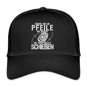 Recurvebogen Langbogen Bogenschießen - Trucker Cap - Schwarz/Schwarz - Vorne