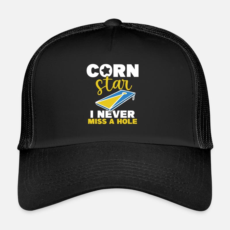 Corn Star I Never Miss A Hole Cornhole Trucker Cap