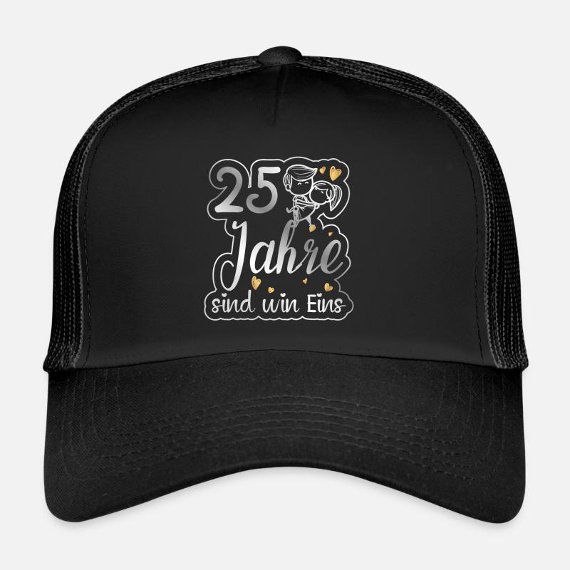 25. Hochzeitstag Silberhochzeit - Trucker Cap - Schwarz/Schwarz