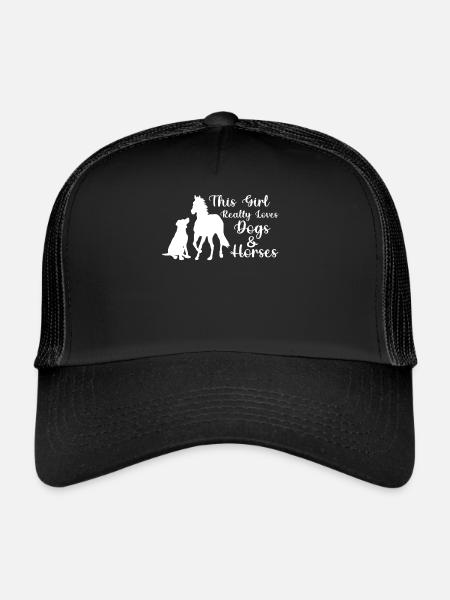 Chiens & Chevaux Filles Chien & Cheval Fille Cadeau - Casquette trucker  - noir/noir - Devant