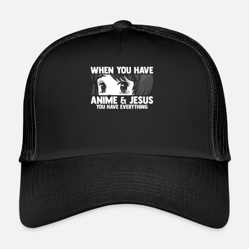 Anime & Jesus Anime & Jesus Geschenk - Trucker Cap - Schwarz/Schwarz