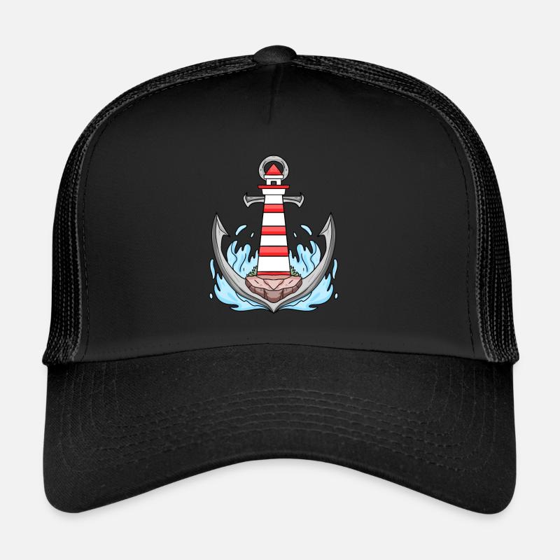 Anker Leuchtturm - Trucker Cap - Schwarz/Schwarz