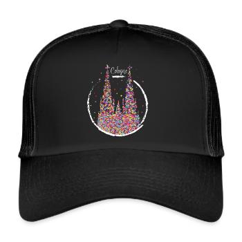 Kölner Dom Karneval Fasching Konfetti Geschenk - Trucker Cap - Schwarz/Schwarz - Vorne
