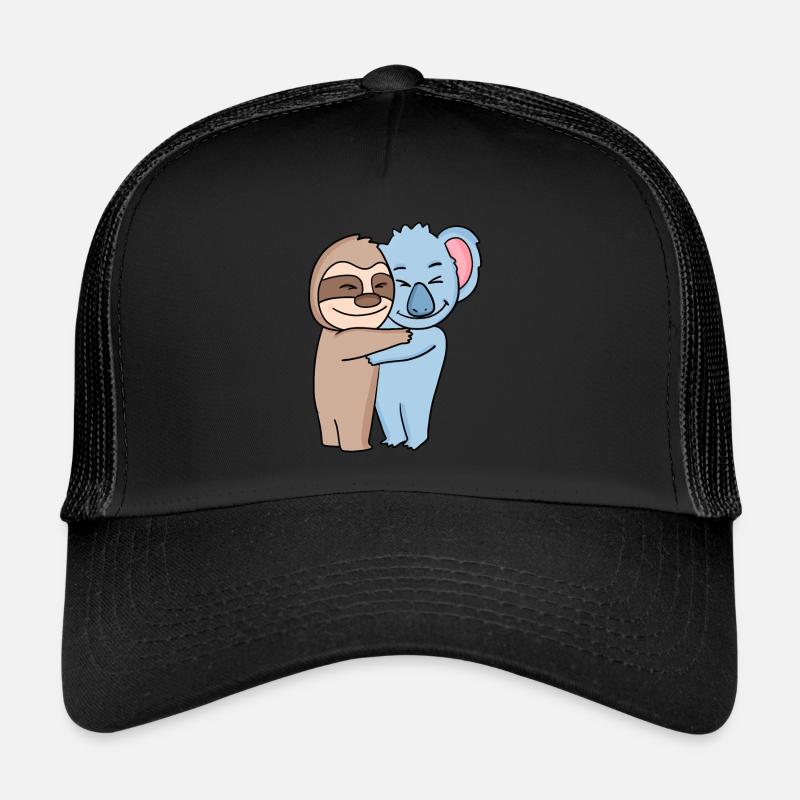 Faultier und Koala niedliche Tiere knuddeln - Trucker Cap - Schwarz/Schwarz