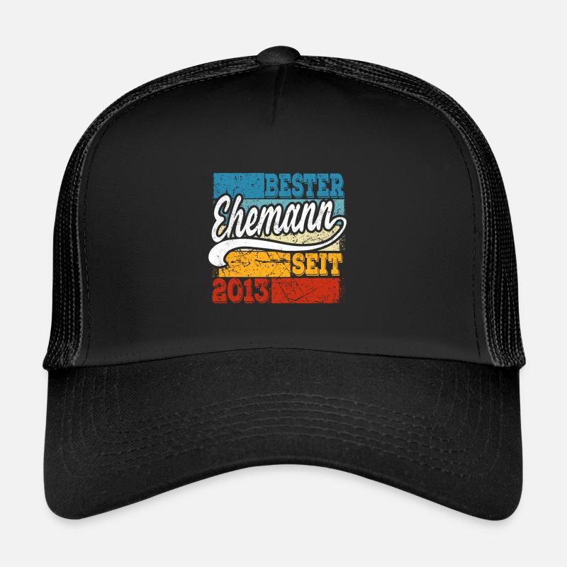 Bester Ehemann seit Jahr 2013 Hochzeitstag - Trucker Cap - Schwarz/Schwarz