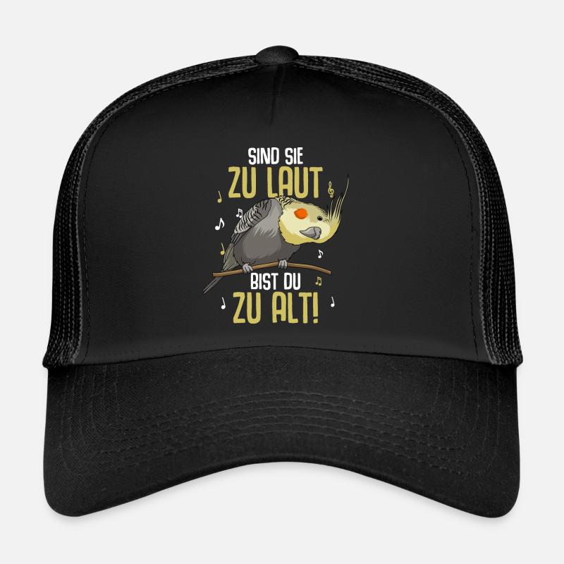 Nymphensittich Spruch Lustig Papagei - Trucker Cap - Schwarz/Schwarz
