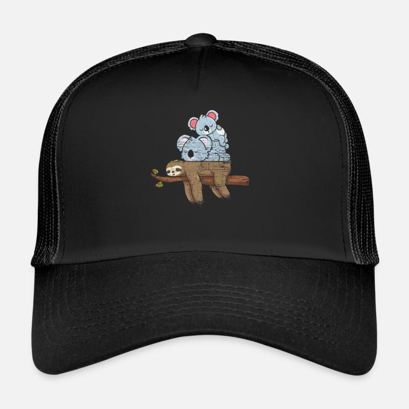 Faultier Koala Geschenk - Trucker Cap - Schwarz/Schwarz