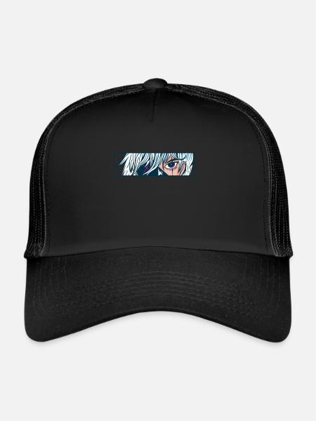 Anime Eyes Cartoon Comic Face Look - Casquette trucker  - noir/noir - Devant