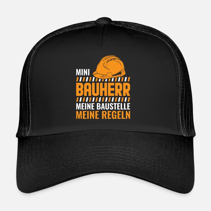 Kinder Baustelle Bauherr Geschenk - Trucker Cap - Schwarz/Schwarz