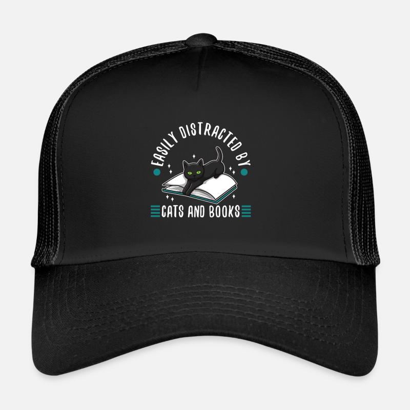Easily distracted by cats and books Trucker Cap